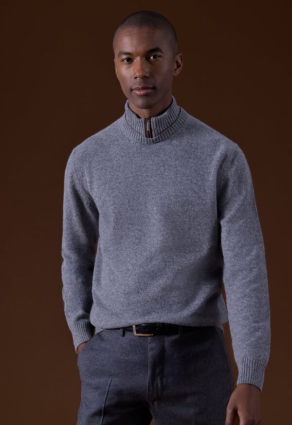 Paul Stuart Wool & Cashmere Mock Neck Zip Grey | AU_PAUL57251