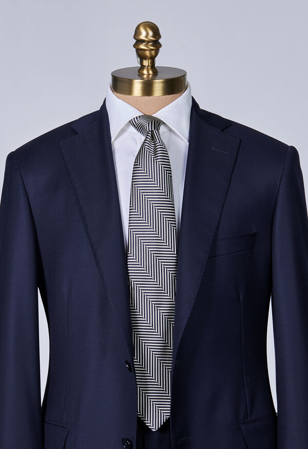 Paul Stuart Woven Silk Chevron Navy | AU_PAUL97117