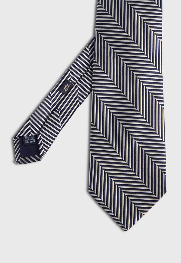 Paul Stuart Woven Silk Chevron Navy | AU_PAUL97117