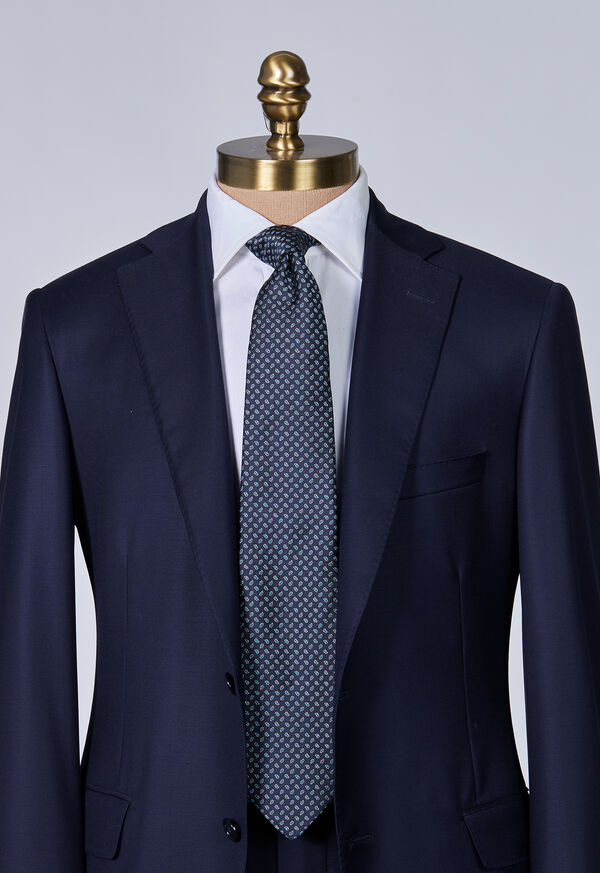 Paul Stuart Woven Silk Micro Pine Motiff Navy | AU_PAUL48201