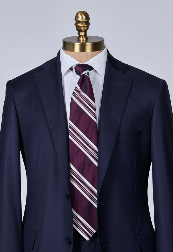 Paul Stuart Woven Silk Stripe Burgundy | AU_PAUL77433