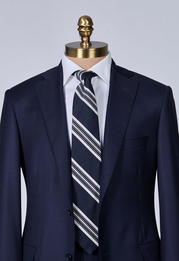 Paul Stuart Woven Silk Stripe Navy | AU_PAUL52665