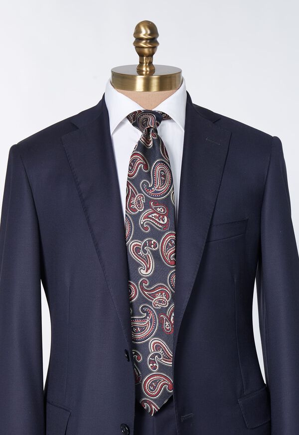 Paul Stuart Woven Silk Tossed Pine Navy | AU_PAUL50747